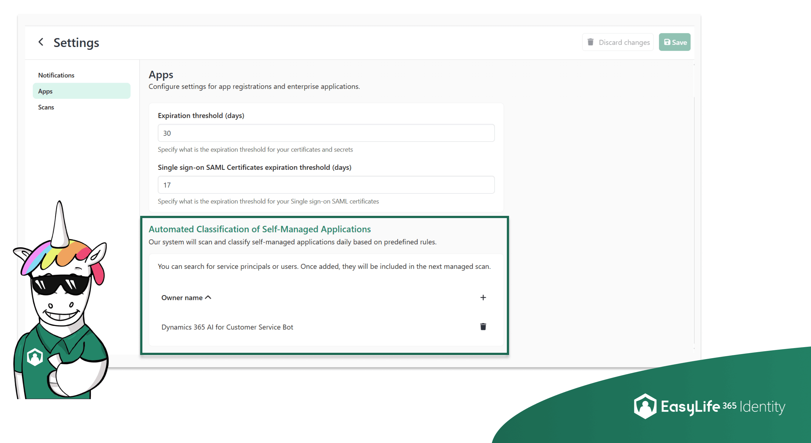 EasyLife 365 Identity - Admin Settings