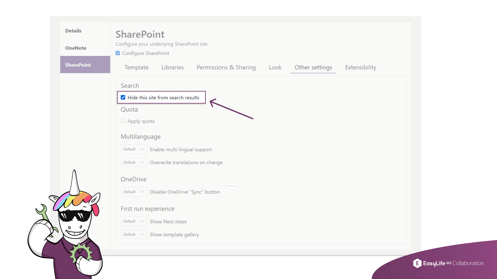 EasyLife 365 Collaboration – Site-level Search Visibility