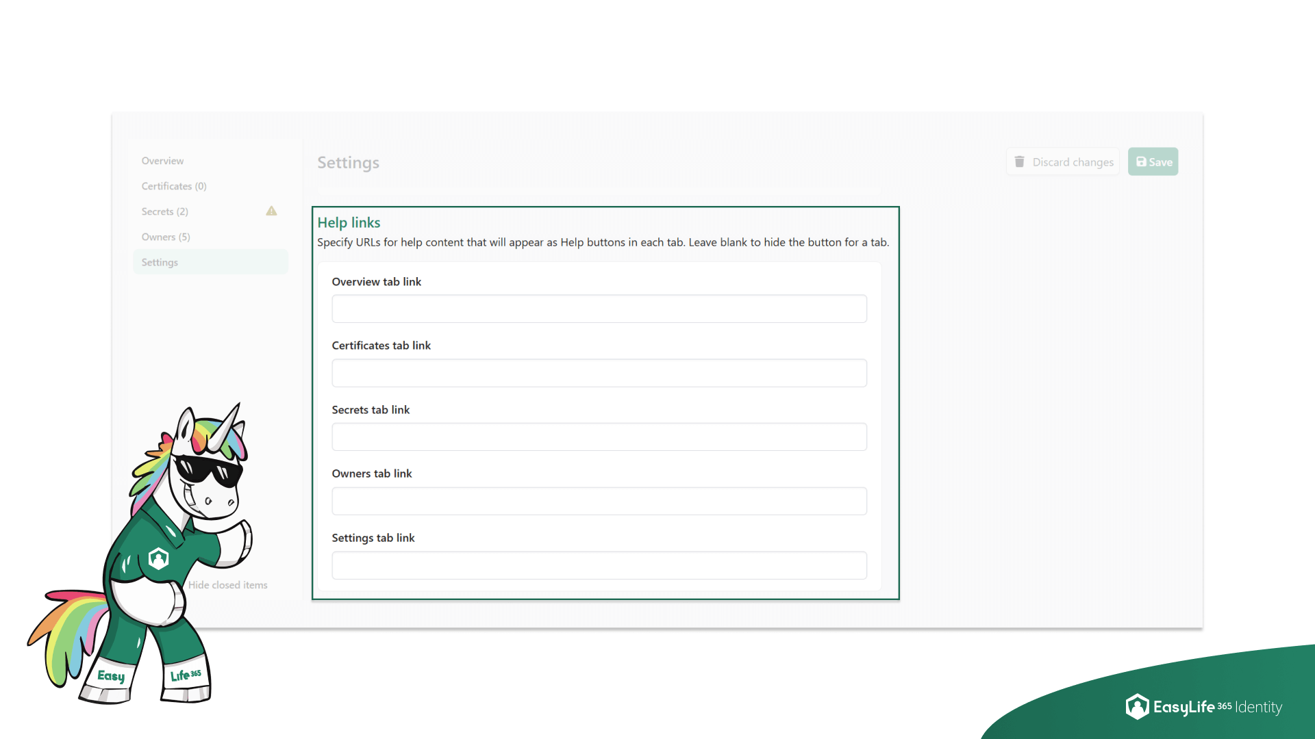 EasyLife 365 Identity - Contextual Help Links in App Details