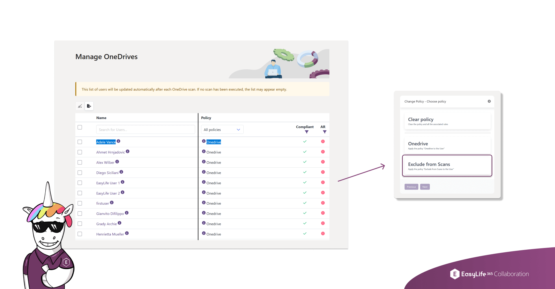 EasyLife 365 Collaboration - OneDrive Policies Overview Support
