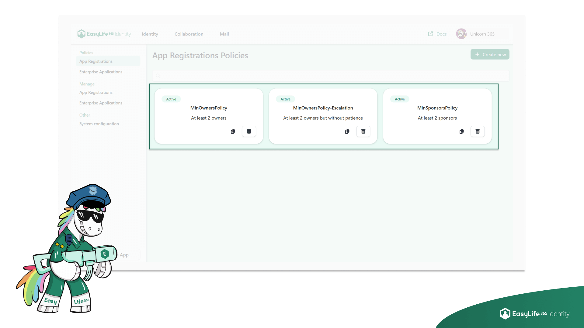 EasyLife 365 Identity - Overview of Policies in the Admin Center
