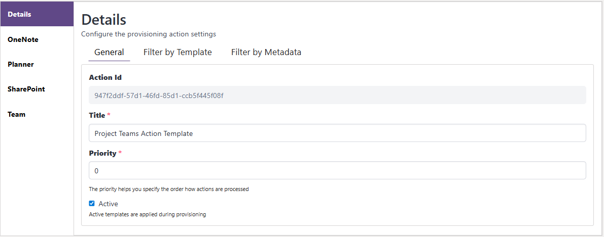 project teams provisioning action