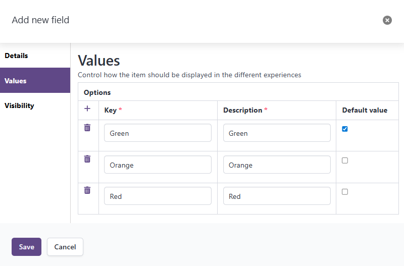 project teams data collection drop down